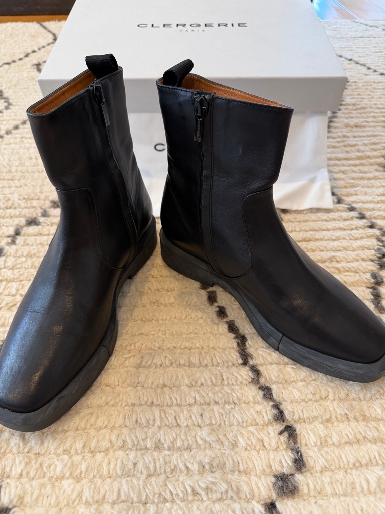 Robert Clergerie Black Leather Mid-Calf Zip Boots